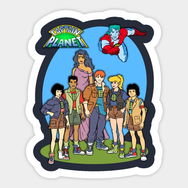 Captain Planet Group Sticker by BigOrangeShirtShop